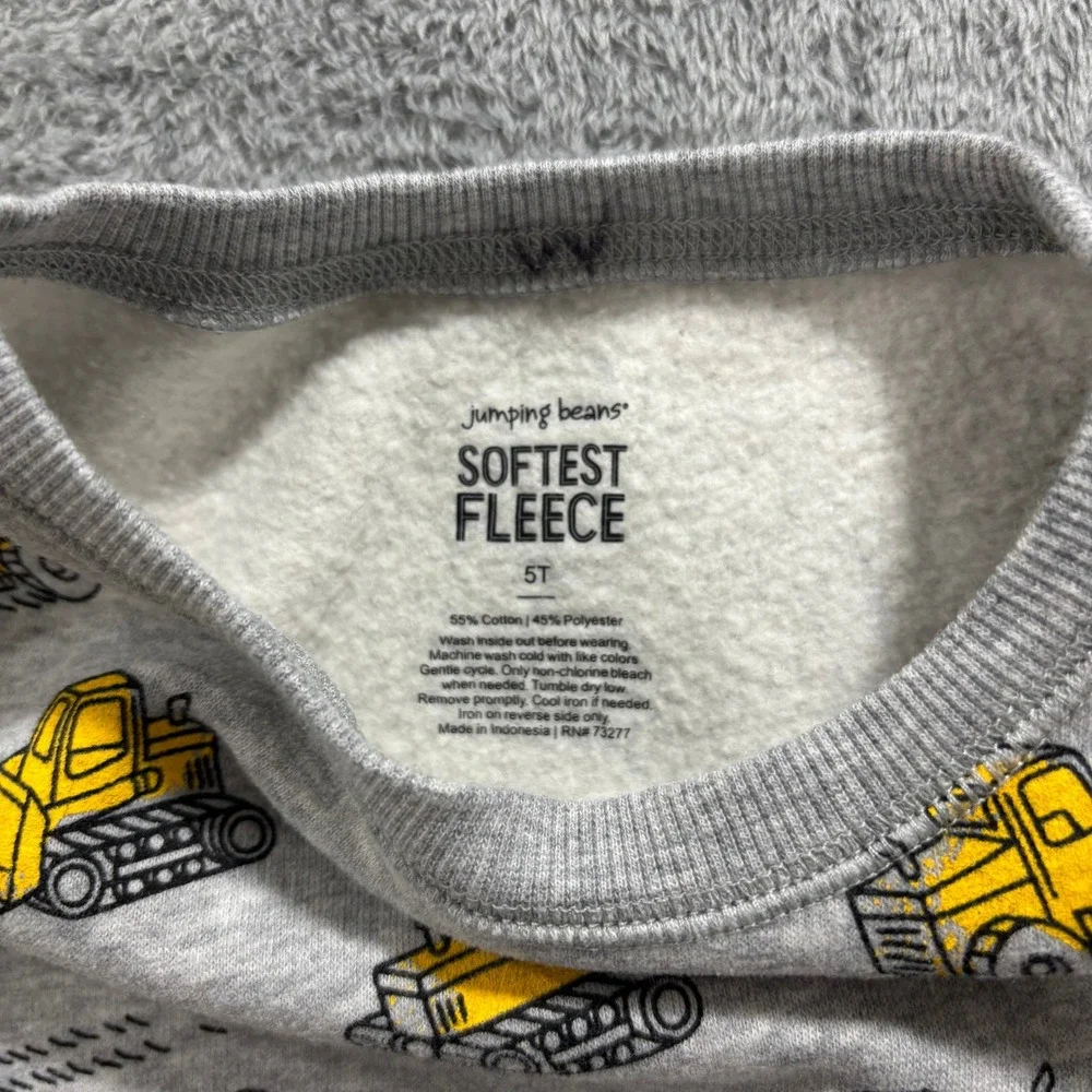 PJ Place Jumping Beans Cat & Jack 5T Gray Brown Construction Pajamas Sweatshirt